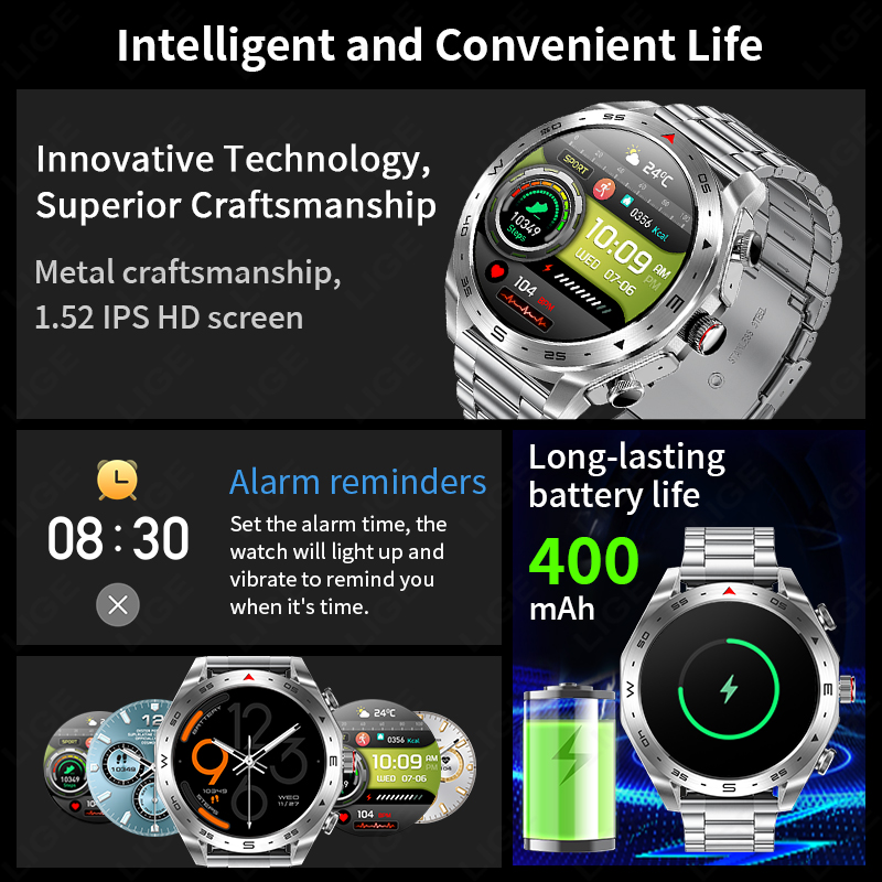 LIGE TWS Earbuds Bluetooth Hea - Smartwatch Noise Watches For Women review and price